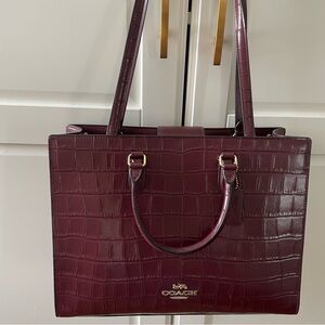 Coach Maggie tote in Burgundy Croc Embossed Leather